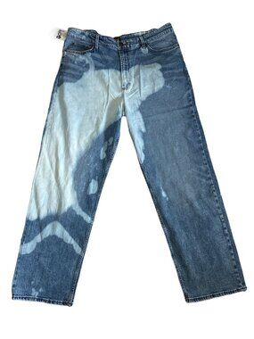 NWT LEE Acid Washed Loose Straight Jeans Fit Tie Dye Blue White Rare 90's 38x32